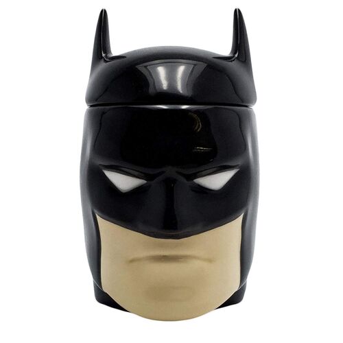 Taza Con Tapa Cabeza Batman Dc Comics - Porcelana - 300 ml