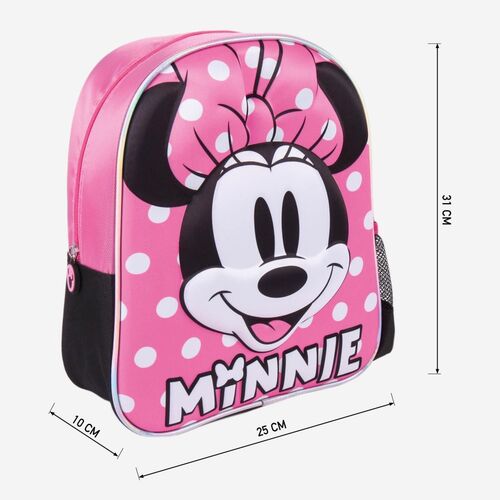 Mochila Infantil 3D Minnie Cara Lunares