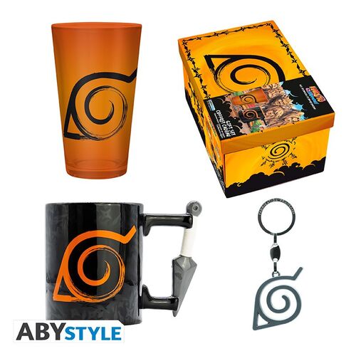 Pack Taza 3D Kunai Vaso Llavero Libretas Konoha Symbol Naruto