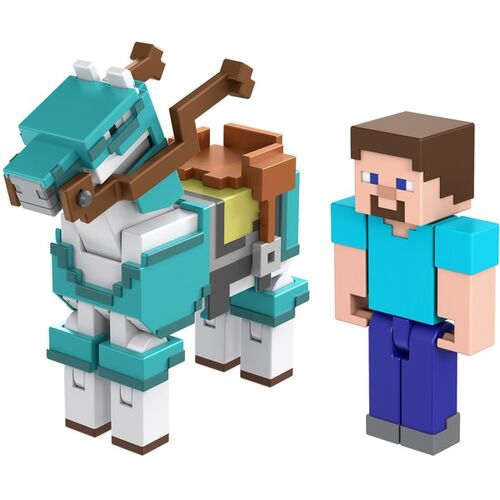 Figura Minecraft - Steve y caballo con armadura 8cm