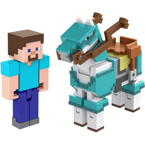 Figura Minecraft - Steve y caballo con armadura 8cm