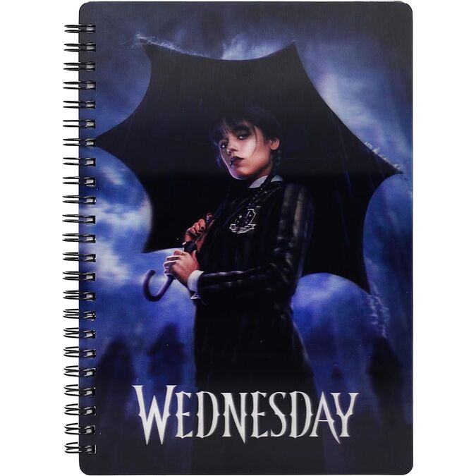 Libreta Series Efecto 3D Lluvia Wednesday