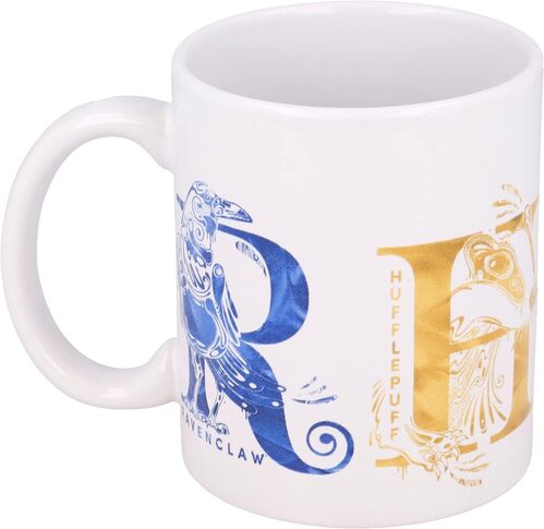 Taza Logo Casas Hogwarts Harry Potter Blanca Porcelana 325 Ml