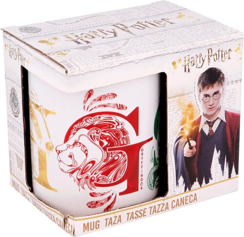 Taza Logo Casas Hogwarts Harry Potter Blanca Porcelana 325 Ml