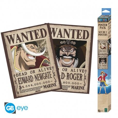 Póster Set One Piece Wanted Roger y Whitebear 52x38cm