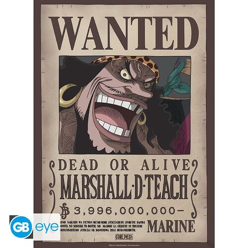 Póster Set One Piece Wanted Shanks y Blackbeard 52x38cm