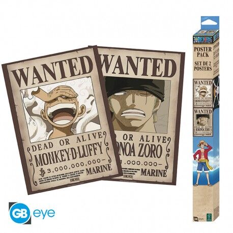 Póster Set One Piece Wanted Luffy y Zoro 52x38cm